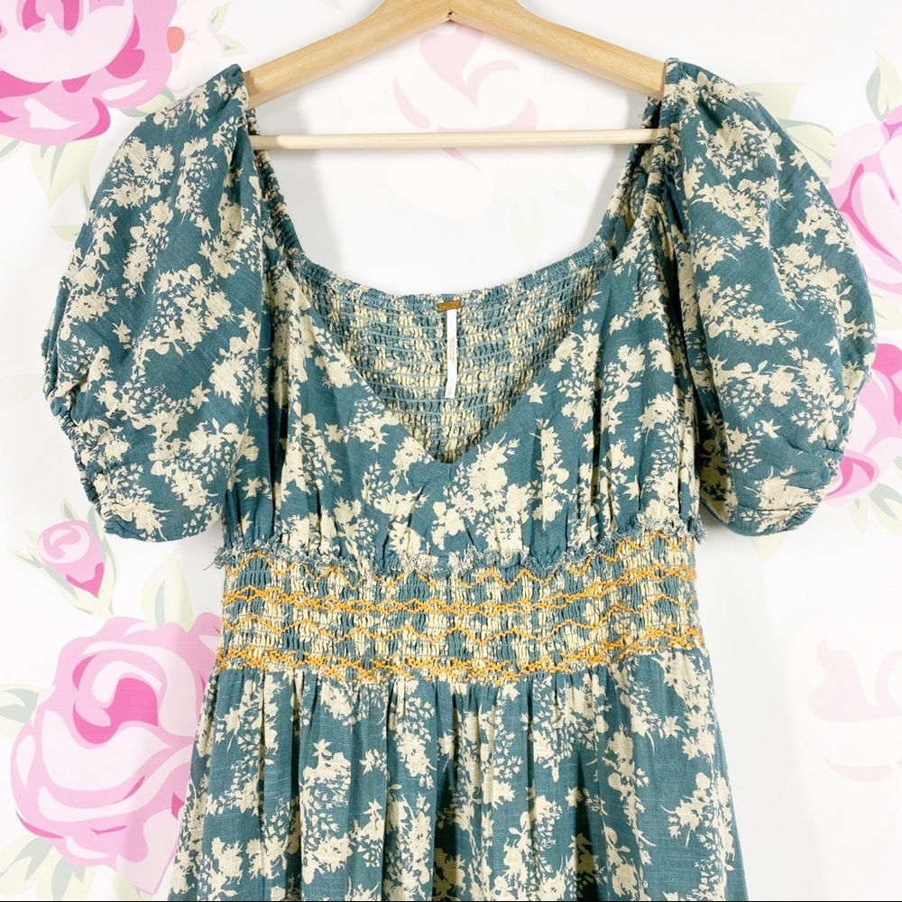 NEW Free People Ellie Floral Boho Prairie Cottagecore Tier Maxi Cotton Dress XS - Picture 7 of 15